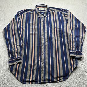 Vintage Northwest Territory Corduroy Striped Long Sleeve Shirt Mens Large Blue